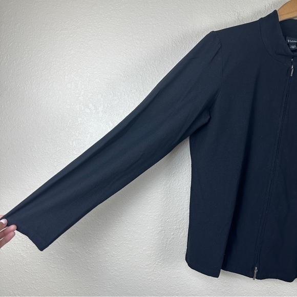 Eileen Fisher Black Stand Collar Two Way Zip Front Jacket Size Medium Women - Picture 4 of 12